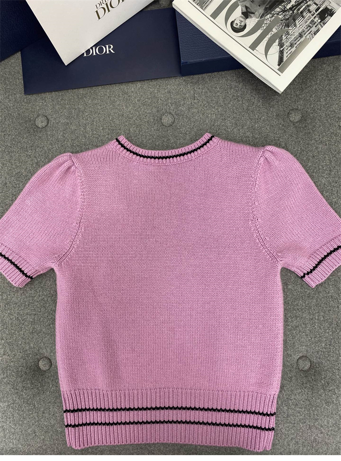 디올 럭키 스타 울 캐시미어 반소매 니트 스웨터