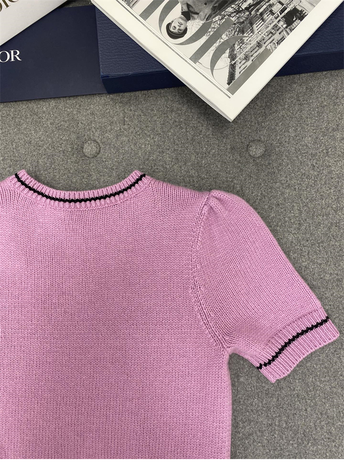 디올 럭키 스타 울 캐시미어 반소매 니트 스웨터