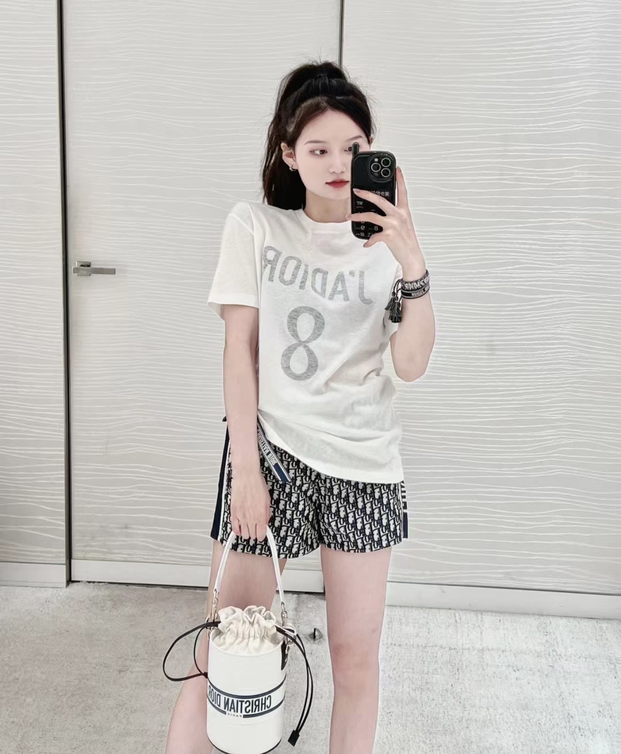 디올 자도르 레터링 장식 코튼 린넨 저지 반팔 티셔츠”2COLOR”