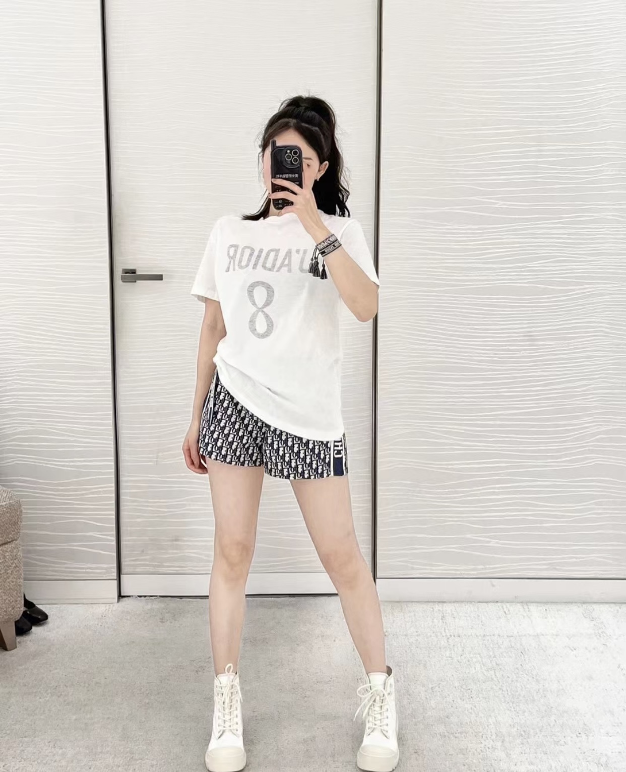 디올 자도르 레터링 장식 코튼 린넨 저지 반팔 티셔츠”2COLOR”