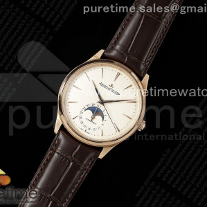 APS공장 예거르쿨트르 마스터 울트라씬 문페이즈 로즈골드금통 화이트다이얼 브라운가죽스트랩 Master Ultra Thin Moon RG APSF 1_1 Best Edition White Dial on Brown Leather Strap SA925 Super Clone