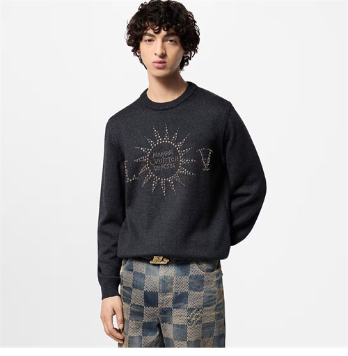 루이비통 스터드LV 엠벨리시드 롱 슬리브드 메리노 울 크루넥