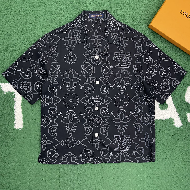 루이비통 LV 아라베스크 프린티드 숏 슬리브드 실크 셔츠