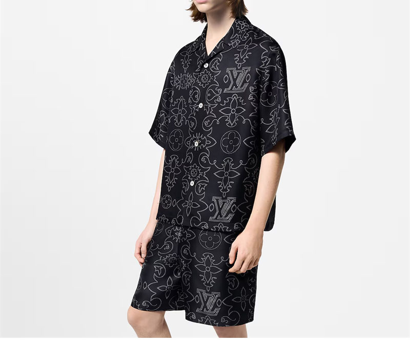 루이비통 LV 아라베스크 프린티드 숏 슬리브드 실크 셔츠