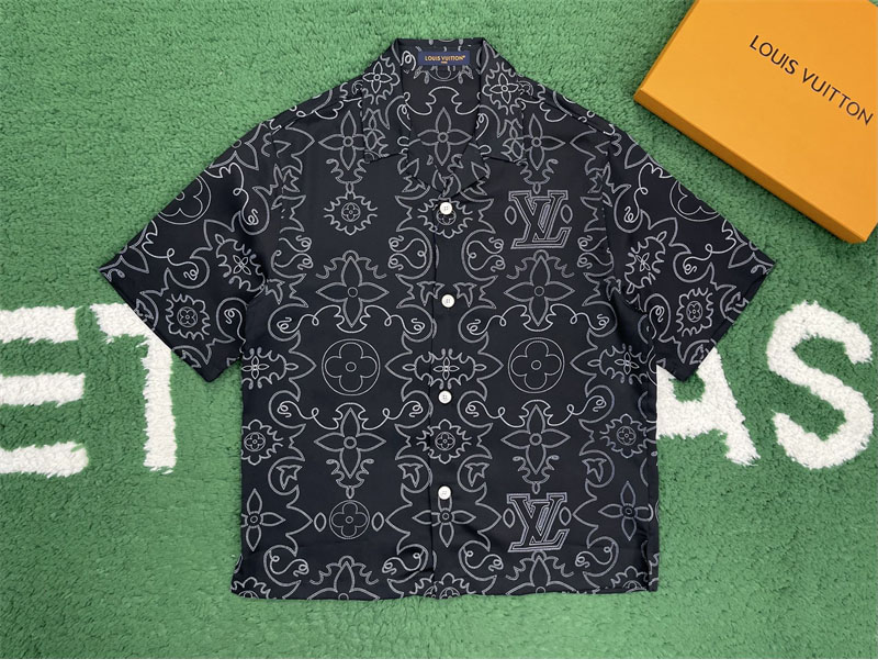 루이비통 LV 아라베스크 프린티드 숏 슬리브드 실크 셔츠