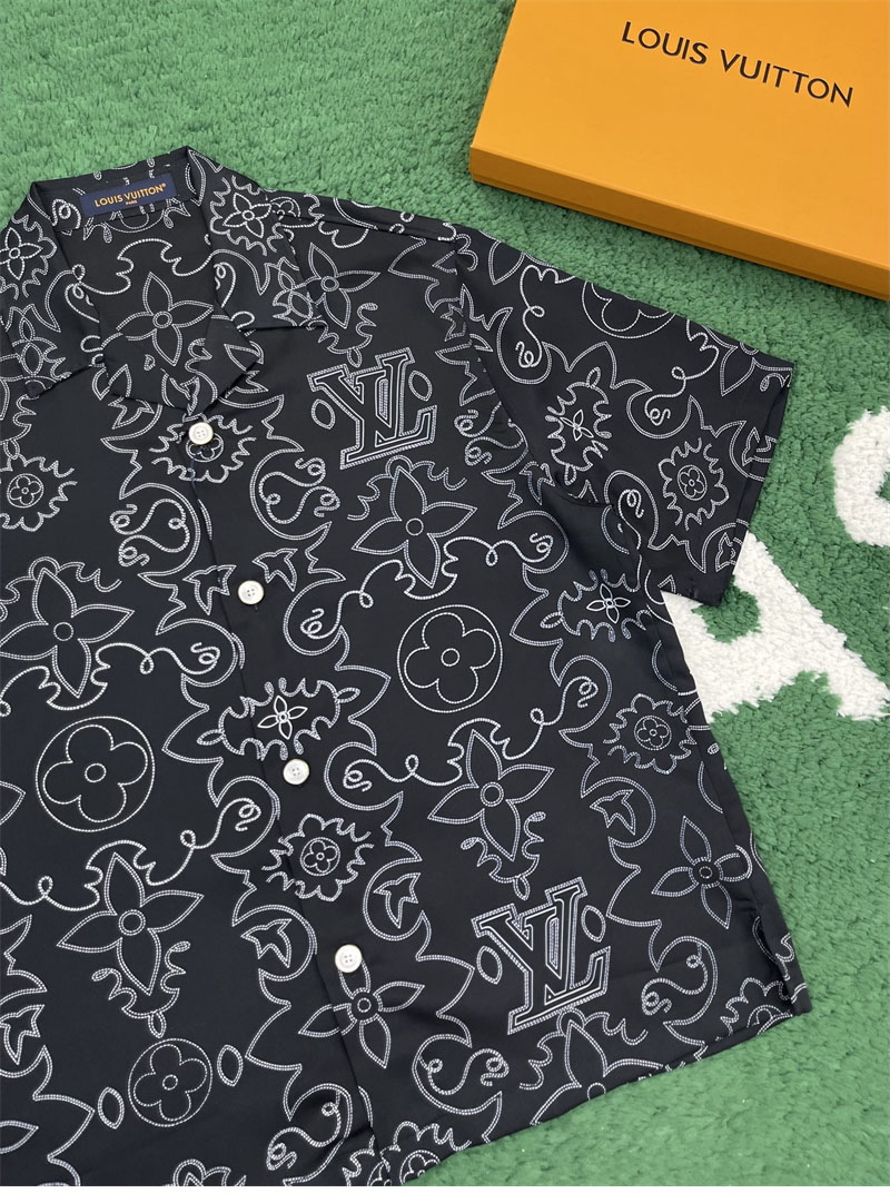 루이비통 LV 아라베스크 프린티드 숏 슬리브드 실크 셔츠