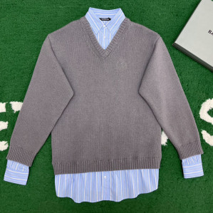 발렌시아가 레이어드 셔츠 V 넥 스웨터 2컬러