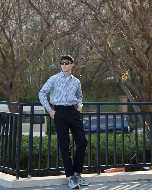 디올 오블리크 카스리 프린트 데님 셔츠