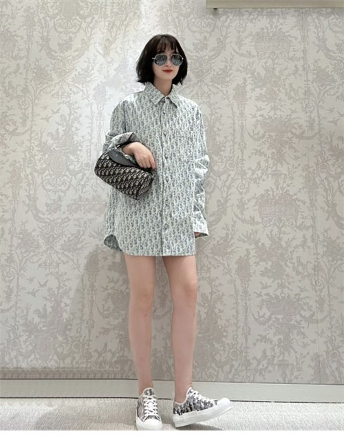 디올 오블리크 카스리 프린트 데님 셔츠