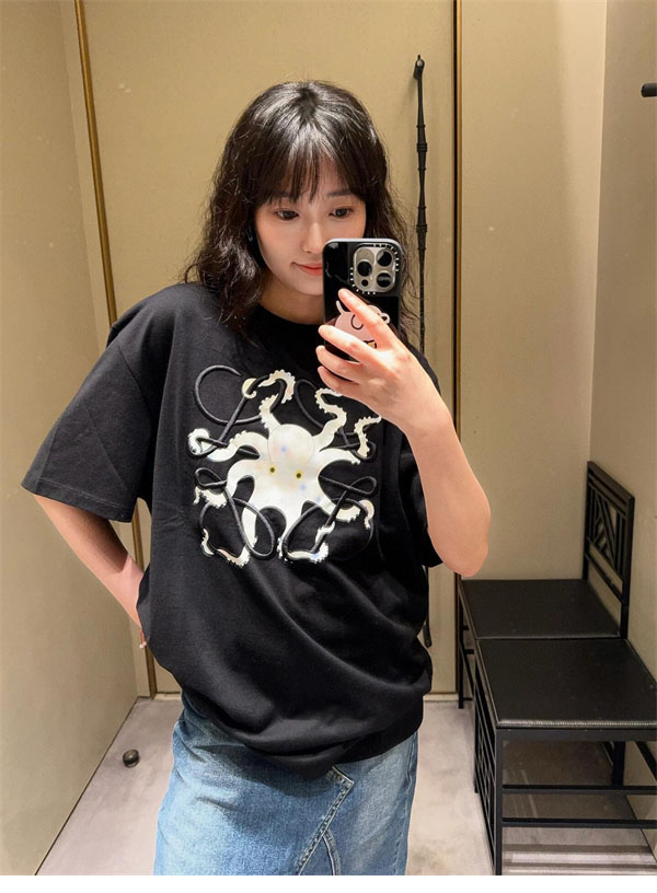 로에베 아나그램 문어 코튼 반팔 티셔츠