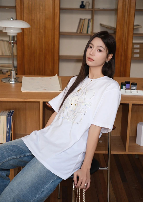 로에베 아나그램 문어 코튼 반팔 티셔츠