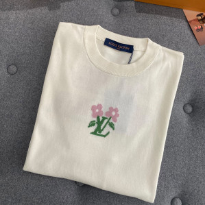 루이비통 X 타일러 블루밍 LV 인따르시아 시그니처 니트 크루넥 반팔 티셔츠