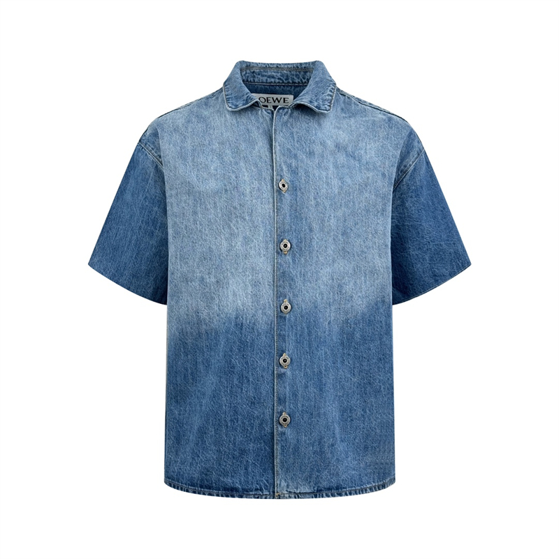 로에베 아나그램 워시드 데님 숏슬리브 셔츠