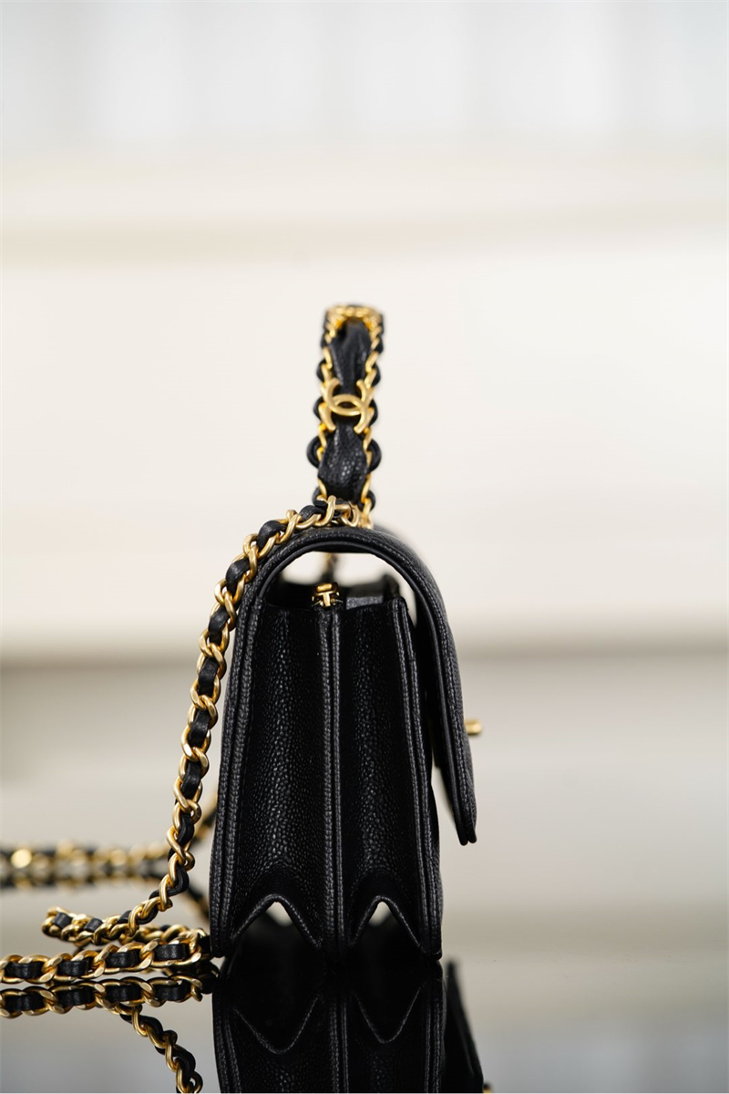 샤넬 25B 클래식 탑핸들 체인백 캐비어 골드메탈 블랙