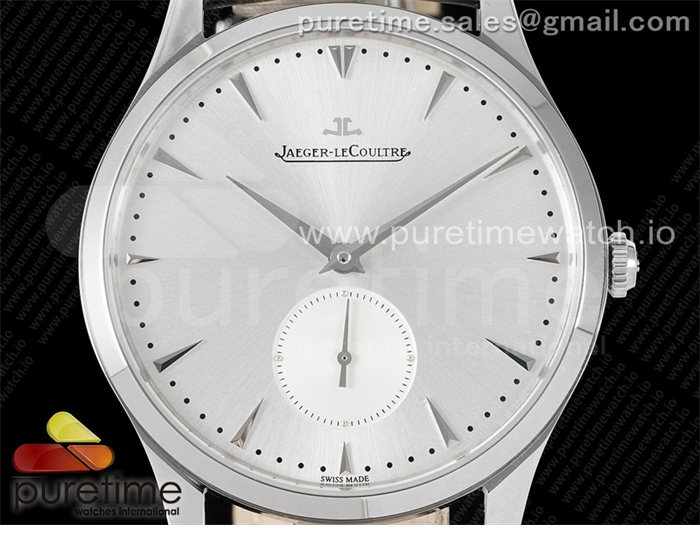 ZF공장 예거르쿨트르 마스터 울트라씬 스몰세컨즈 스틸 화이트다이얼 가죽스트랩 Master Ultra Thin Small Second SS ZF 1_1 Best Edition White Dial on Black Leather Strap A896