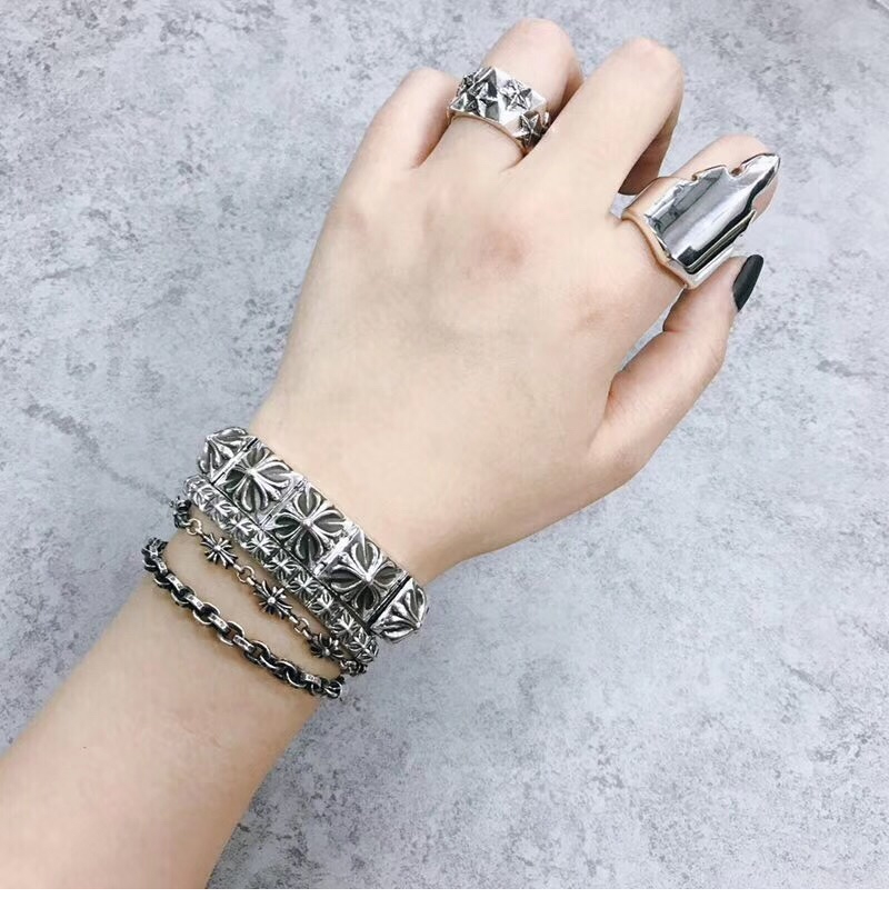 크롬하츠 크로스 블럭 925 실버 팔찌