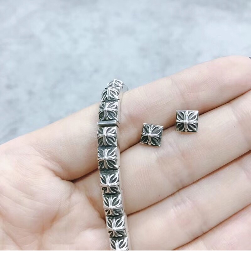 크롬하츠 크로스 블럭 925 실버 팔찌