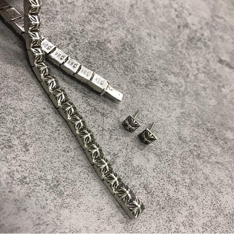 크롬하츠 크로스 블럭 925 실버 팔찌