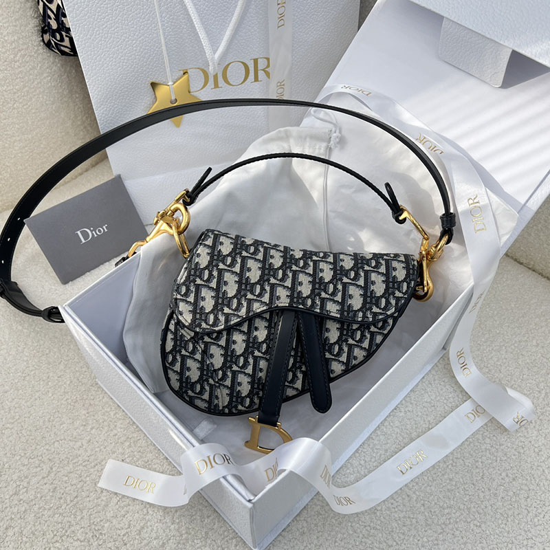 디올 새들 미니 스트랩 백 오블리크 자카드