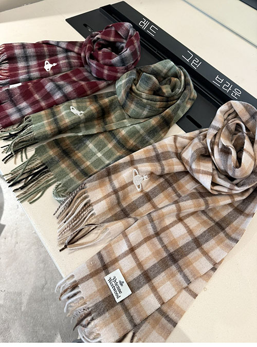 비비안웨스트우드 캐시미어 체크 머플러