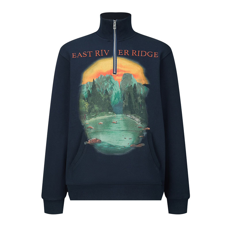 로에베 럭셔리 하이넥 반집업 스웨트셔츠