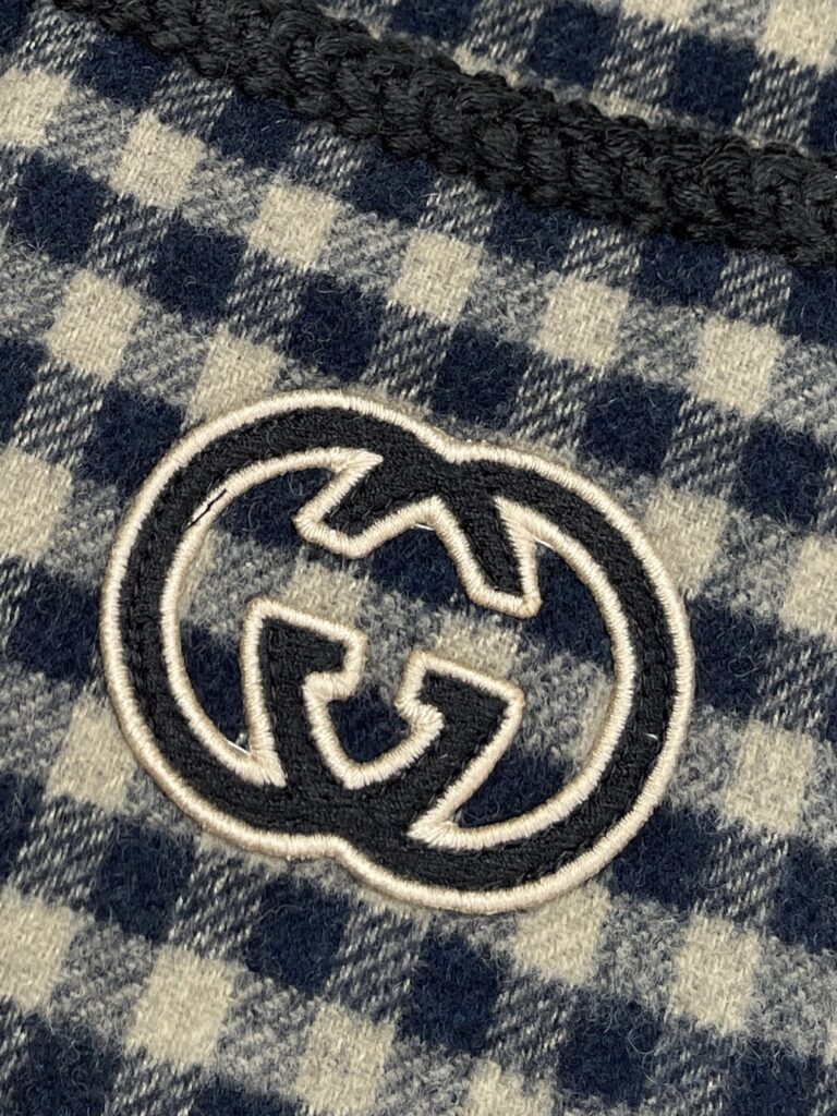 24SS구찌 인터로킹 G 울 깅엄 체크 재킷 블랙