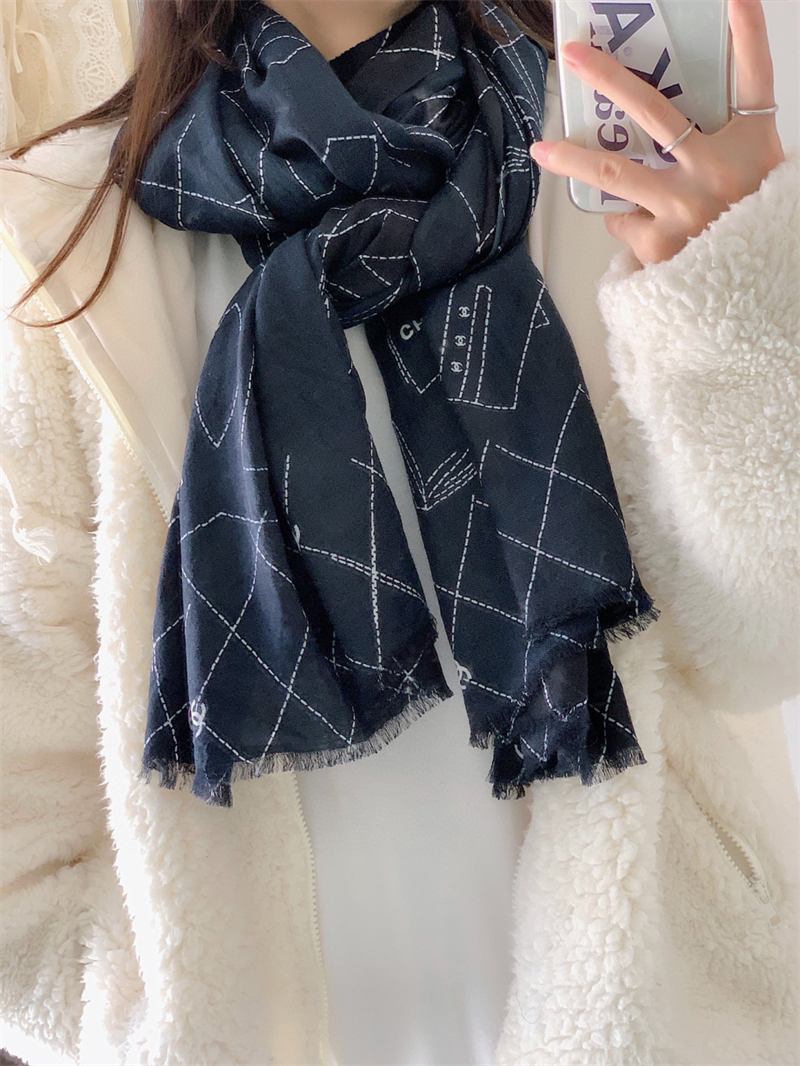 샤넬 모던 디자인 캐주얼 캐시미어 스카프 머플러