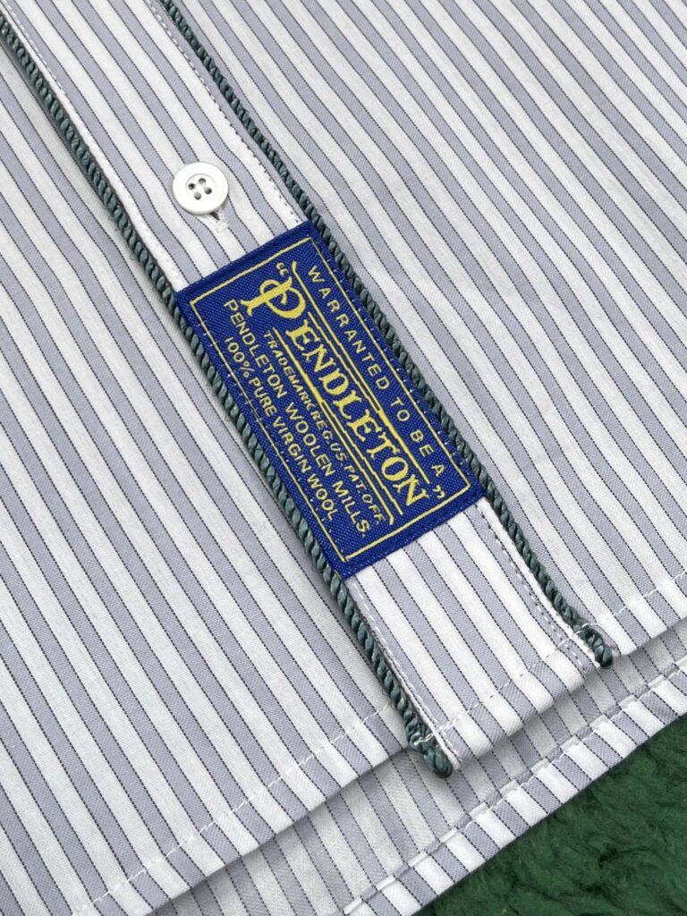 마르지엘라 그레이 & 브라운 코튼 체크 스트라이프 셔츠