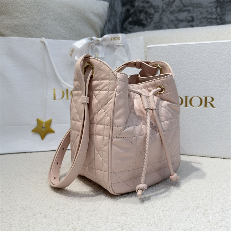 디올 D-Major 스몰 백 파우더 핑크 매크로 까나쥬 램스킨