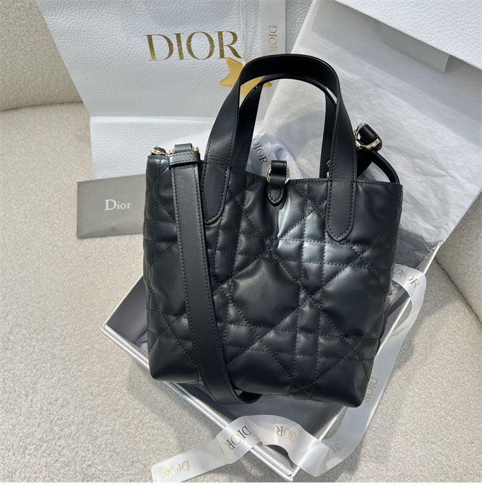 디올 뚜주흐 스몰 버티컬 토트백 블랙 매크로까나쥬