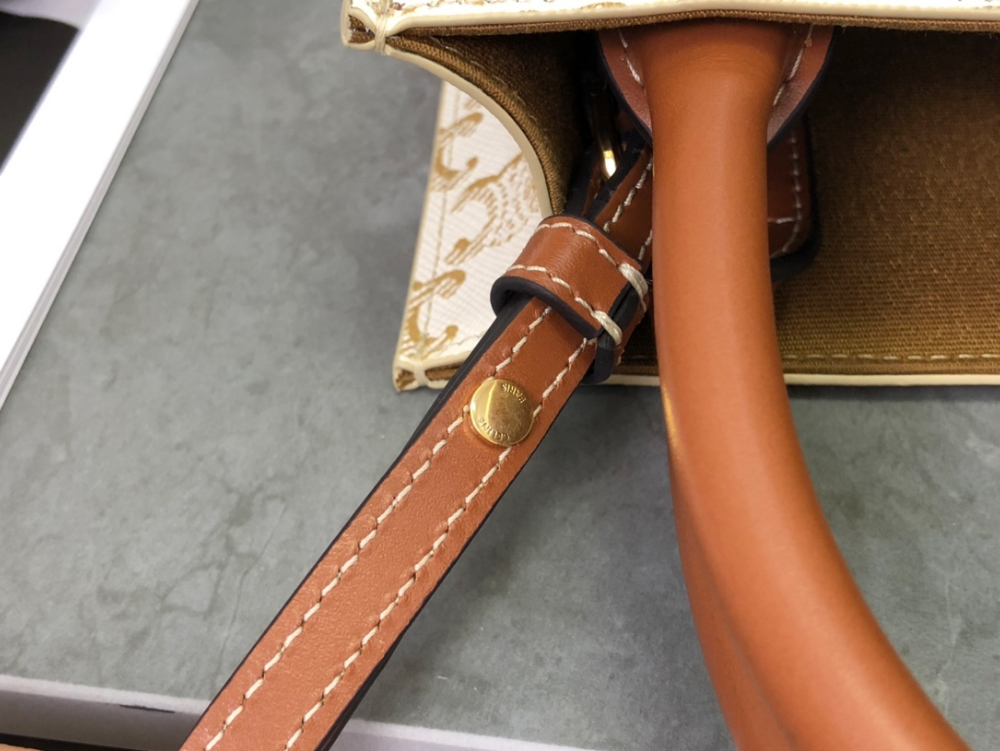 셀린느 Mini Vertical Cabas In Triomphe Canvas and Calfskin