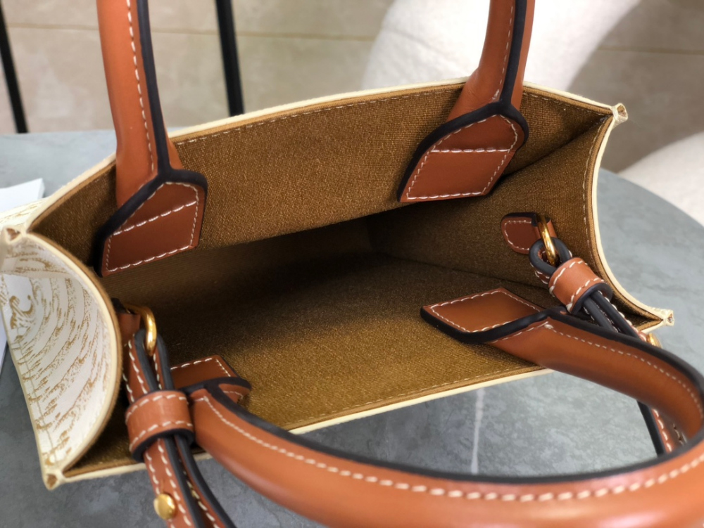 셀린느 Mini Vertical Cabas In Triomphe Canvas and Calfskin