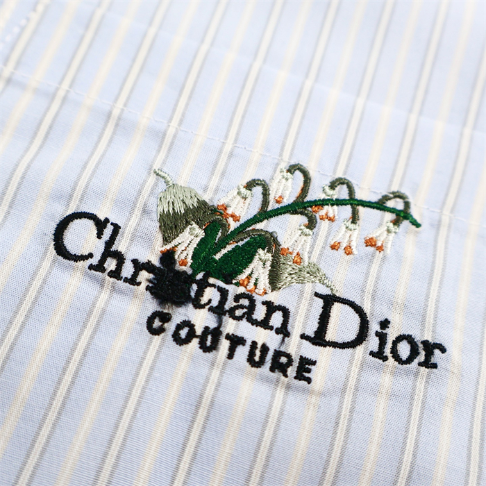 디올 Couture 꾸뛰르 은방울꽃 자수 스트라이프 반팔 셔츠