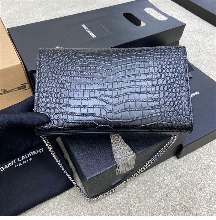 생로랑 케이트 미디엄 숄더백 크로커다일 엠보싱