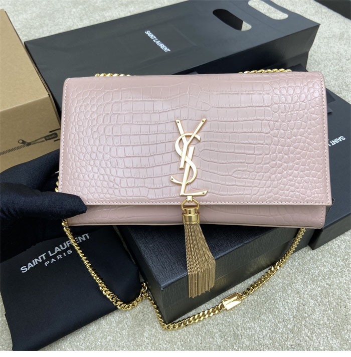 생로랑 케이트 미디엄 숄더백 크로커다일 엠보싱