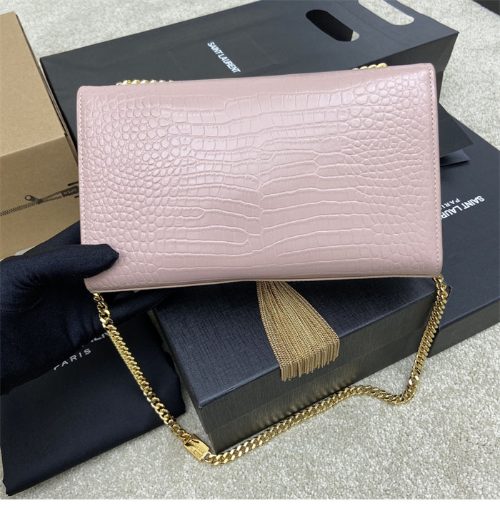 생로랑 케이트 미디엄 숄더백 크로커다일 엠보싱