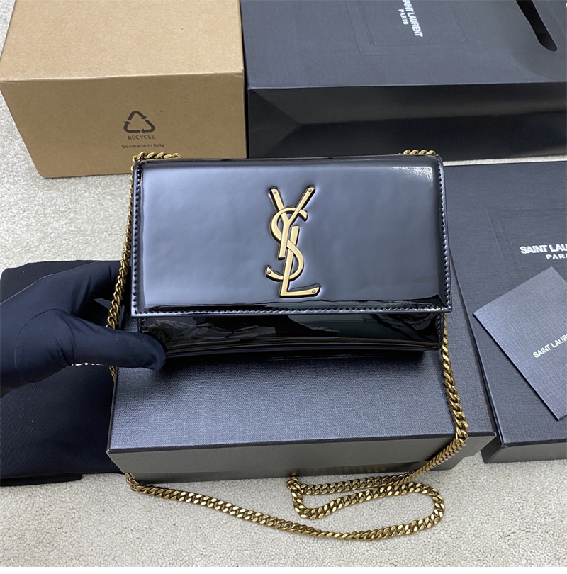 생로랑 케이트 스몰 페이턴트 숄더백 블랙 377629