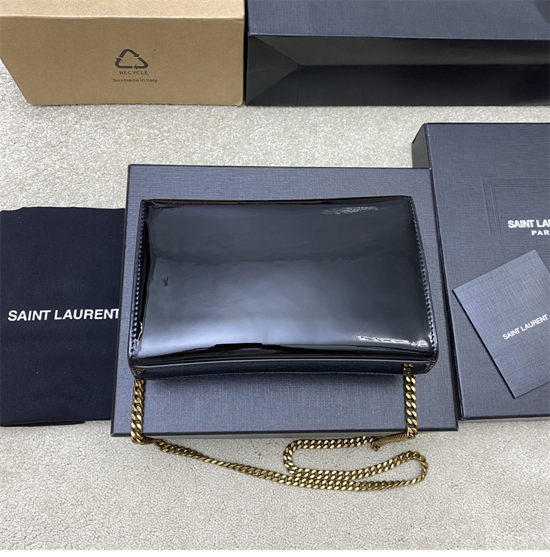 생로랑 케이트 스몰 페이턴트 숄더백 블랙 377629