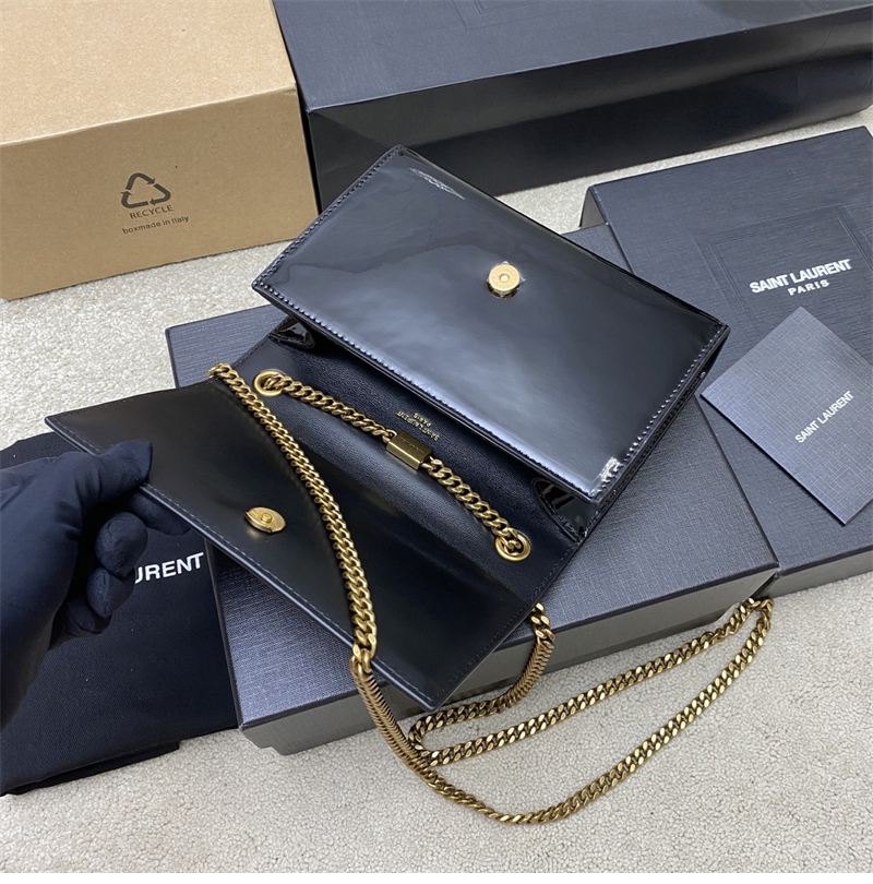 생로랑 케이트 스몰 페이턴트 숄더백 블랙 377629