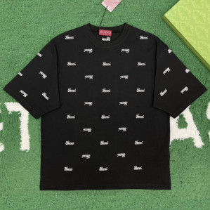 구찌 하우스 코드 자수 코튼 저지 티셔츠