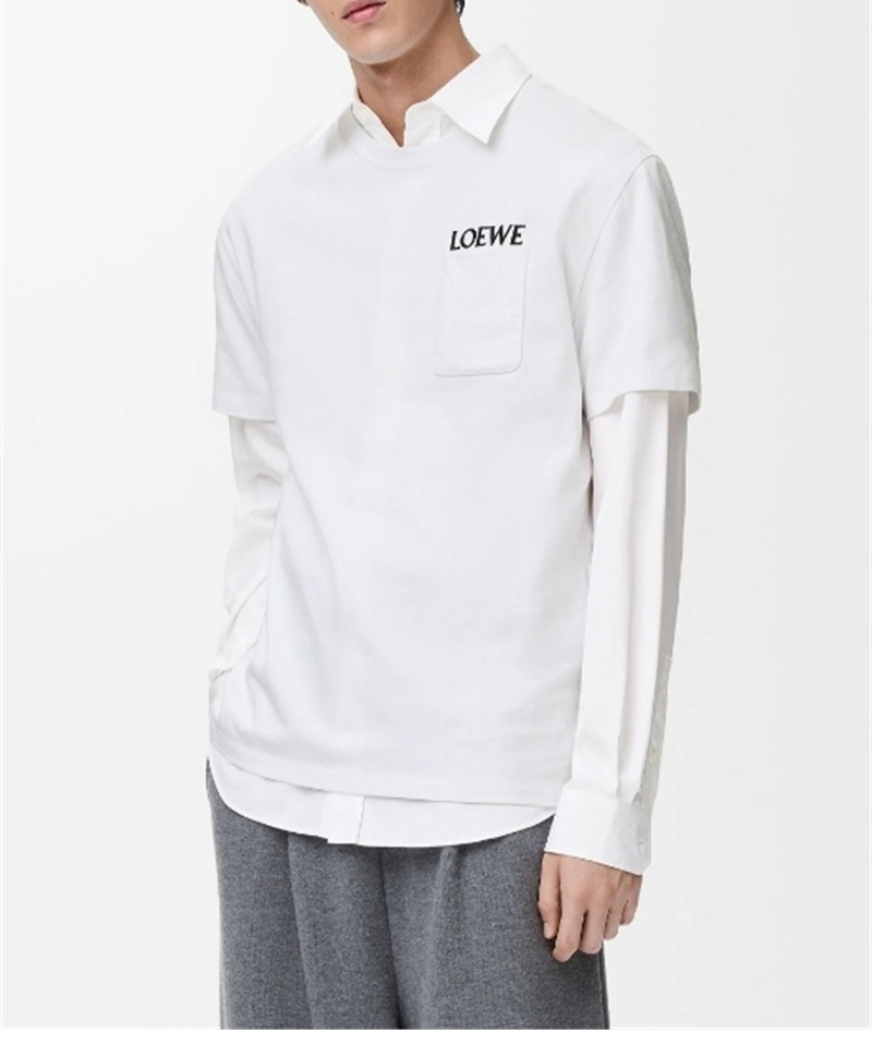 로에베 포켓 로고 릴랙스 핏 코튼 티셔츠