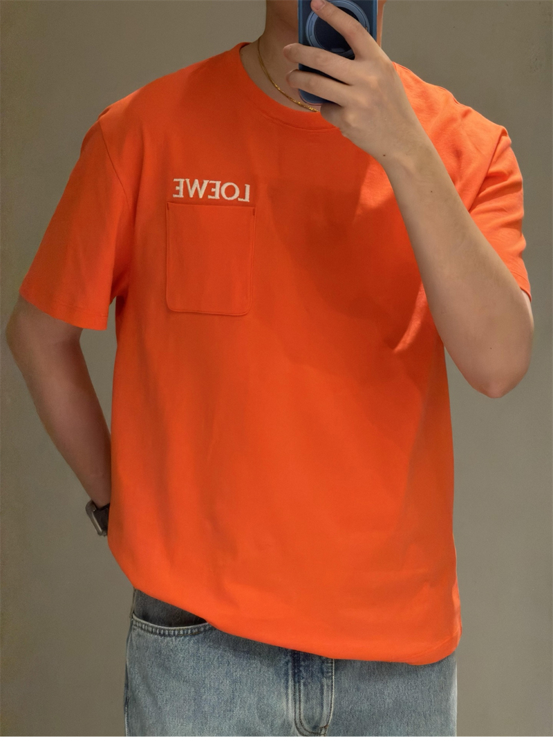 로에베 포켓 로고 릴랙스 핏 코튼 티셔츠