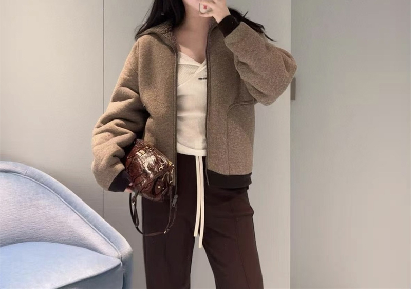 미우미우 코튼 플리스 지퍼 블루종 자켓