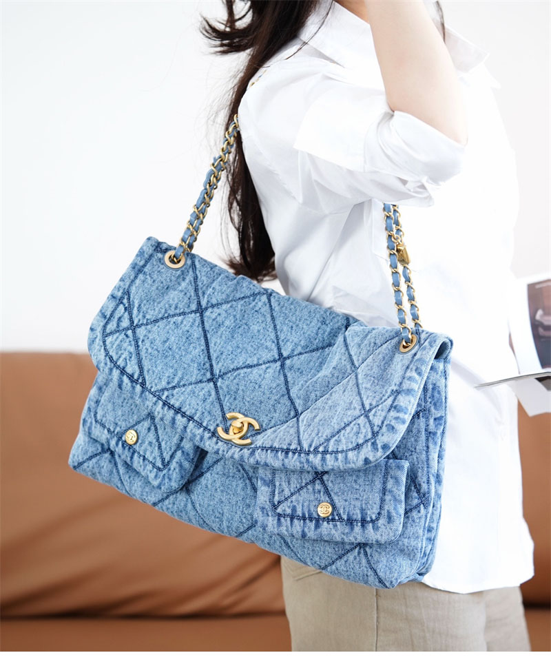 샤넬 25K 투포켓 맥시 플랩백