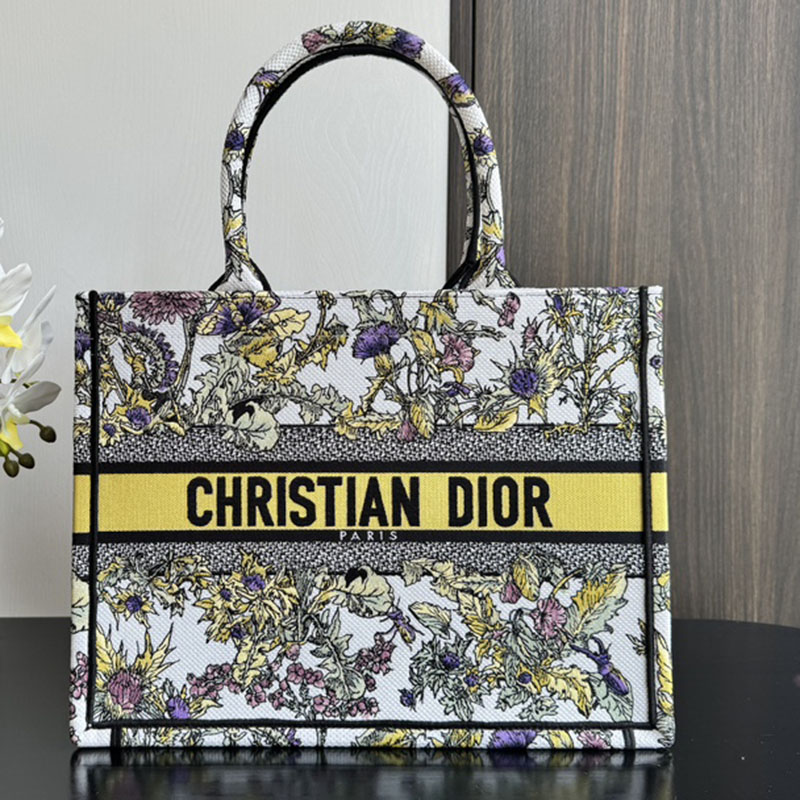 디올 북 토트백 미디엄 샤돈 라떼 옐로우 멀티