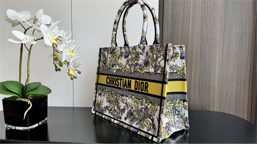 디올 북 토트백 미디엄 샤돈 라떼 옐로우 멀티