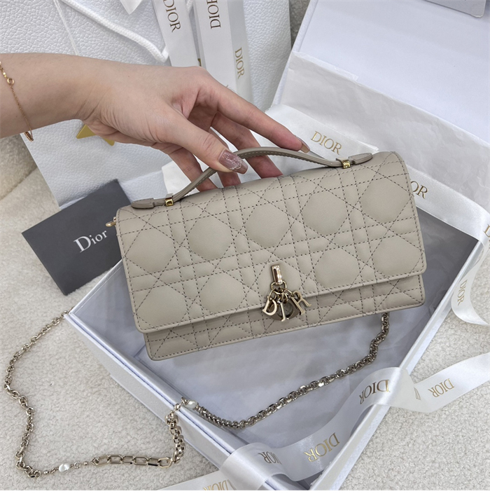 디올 미스 디올 미니 체인백 브라우니쉬 그레이 까나쥬