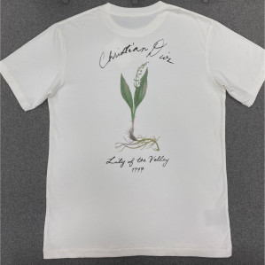 디올 핸드라이팅 은방울꽃 캐주얼 핏 반팔 티셔츠