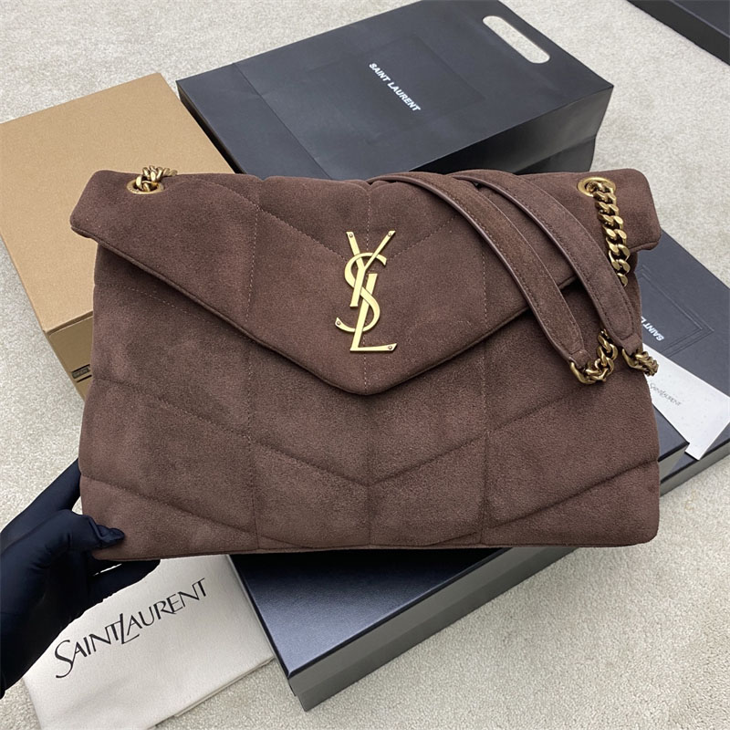 생로랑 루루 푸퍼 스웨이드 미디엄 숄더 백 577475