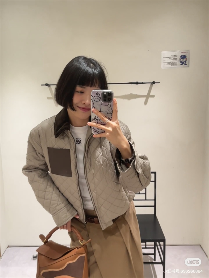 로에베 올오버 다이아 퀼팅 코듀로이 숏 자켓